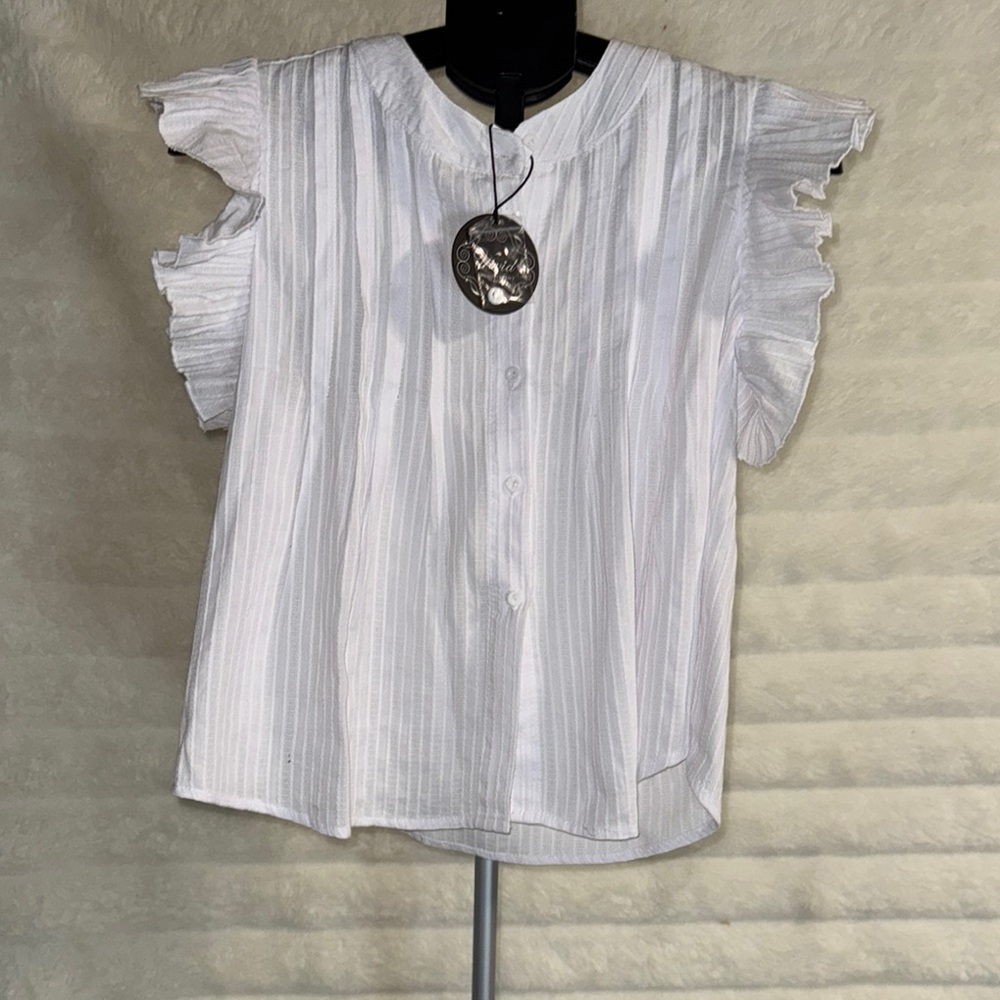 White Ruffled Sleeve Women's Top